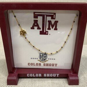 NWT Texas A&M College Side Set On Maroon Enamel Bead Necklace